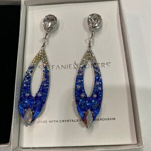 Stefanie Somers custom blue crystal earrings